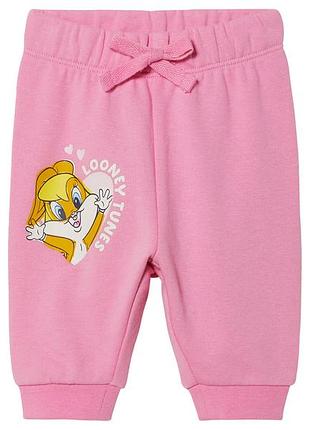 Спортивні штани джоггери двунитка для дівчинки disney looney tunes 468582 074-80 см (6-12 months) рожевий
