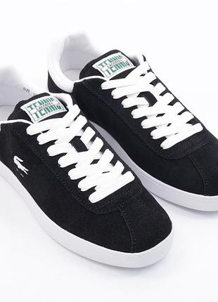 Новые оригинальные замшевые кеды lacoste baseshot black/white чёрные белые размеры 36, 37, 38, 39