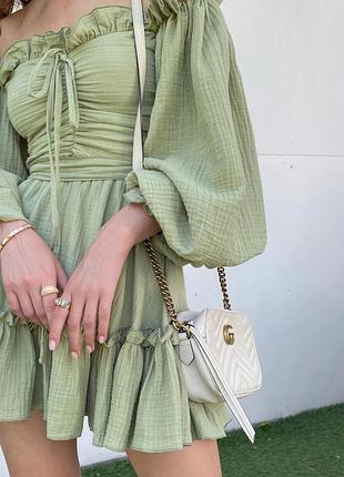 Літня оливкова романтична сукня з мусліну ivina_boutique