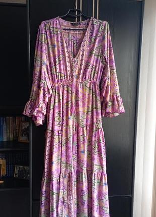100% шовк
испанское шелковое макси платье в стиле boho-chic от anisa spain