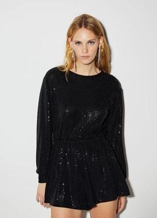 Комбінезон bershka з паєтками чорний s