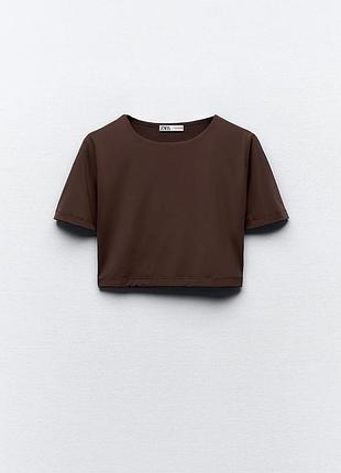Укорочений шоколадний кроп топ zara