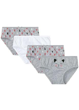 Трусики слипы набор 4 шт. для девочки lupilu lidl 382084 110-116 см (4-6 years) белый, серый