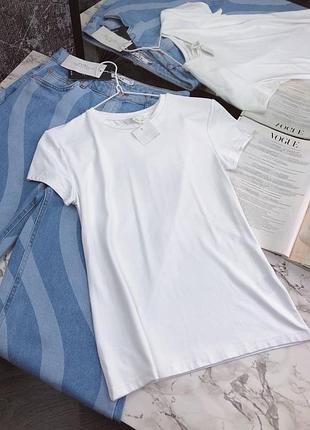 Белый эластичный трикотажный топ футболка h&amp;m новый с биркой размер l 40 легкая футболка эч эндм