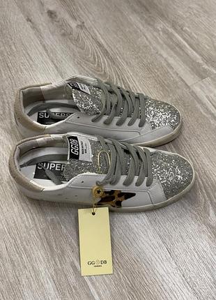 Голден гус кеди шкіряні golden goose white silver black