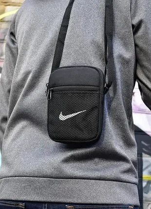 Борсетка черная nike сумка найк сумка через плечо сумка мужская сумка спорт найк 3