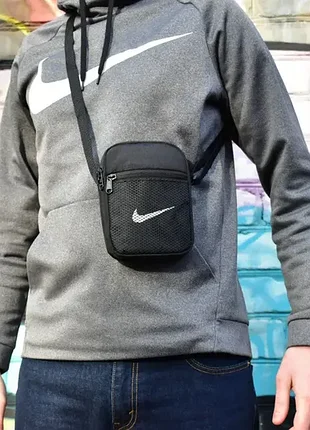 Борсетка черная nike сумка найк сумка через плечо сумка мужская сумка спорт найк 4