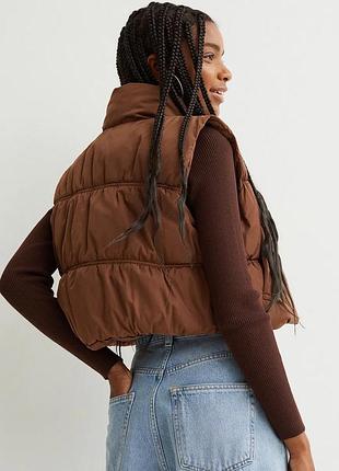 Жилет вкорочений h&m xs коричневий