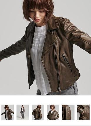 Жіноча шкіряна куртка-косуха superdry classic leather biker jacket виконана з натуральної шкіри ягняти