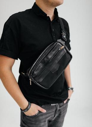 Мужская кожаная сумка shift через плечо, бананка из кожи