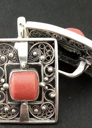 Серьги серебро с кораллом