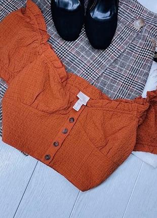 Літній топ h&m s короткий топ теракотовий топ на ґудзиках