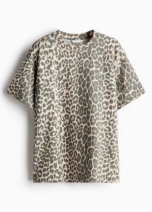 Футболка оверсайз в леопардовий принт h&m