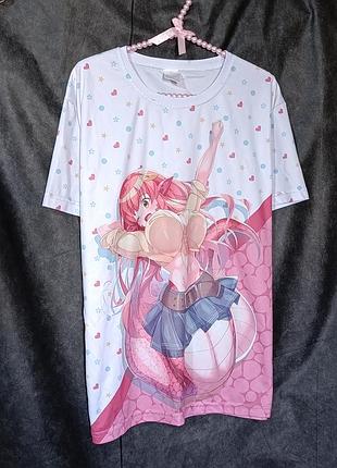 Футболка с аниме принтом, стиль kawaii.