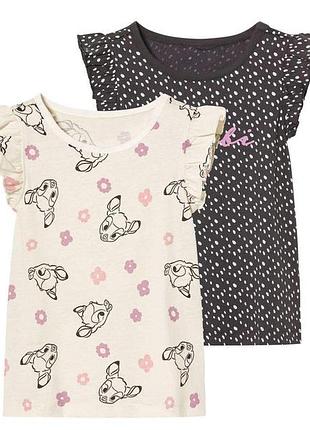 Футболка набір 2 шт. бавовняні для дівчинки disney бемби 463977-1 122-128 см (6-8 years) різнобарвний