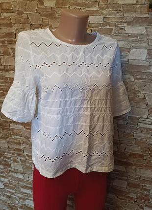 Бавовняна блуза,сорочка,батістова блуза,з прошви,біла,new look