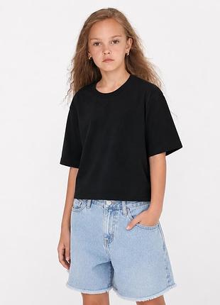 Футболка для дівчинки over short, чорна
