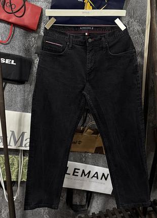 Джинси чоловічі штани tommy hilfiger denton stretch straight fit чорний l m
