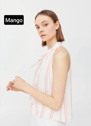 Блуза жіноча рожева у смужку від бренду mango m