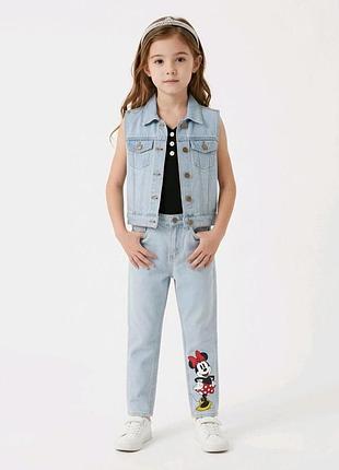 Дитячі комфортні джинси прямого крою disney minnie mouse 122-128 см (6-8y)