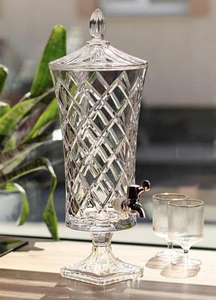 Лимонадниця скляна на ніжці glass fountain 2 л з краником