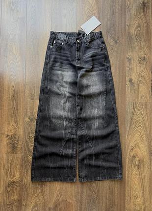 Широкі джинси чорні штани джинсові з потертостями baggy бігі washed y2k sk8 xl