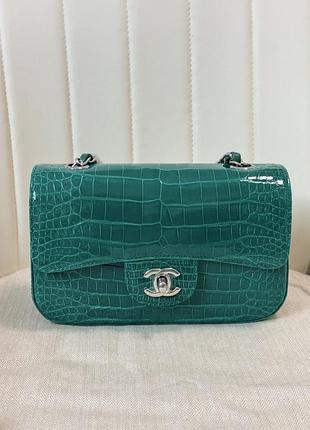 Сумка chanel з алігаторової шкіри 1:1, колір tiffany blue.