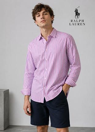 Вінтажна рожева смугнаста сорочка polo ralph lauren 34