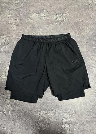 Спортивні шорти oakley 2-в-1 з тайсами компресійні рефлективні (розмір xl / 2xl)