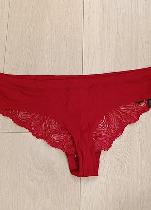 Красные кружные бесшовные трусики ажурные трусы кружевные primark l л 12 40 48
