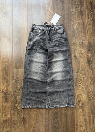 Широкие джинсы серые штаны джинсовые с потертостями baggy бегги washed y2k sk8 super baggy xl