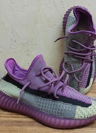 Adidas yeezy boost 350 reflective кроссовки женские модные брендовые серо фиолетовые размер 38