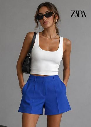 Новые синие классические шорты с карманами zara xs