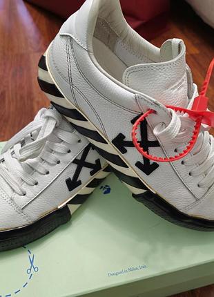 Оригинальная пара премиального бренда кожаные кроссовки кеды off-white low vulcanized white black