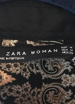 Женская блузка / рубашка zara с узором пейсли и черным воротником, этнический5 фото