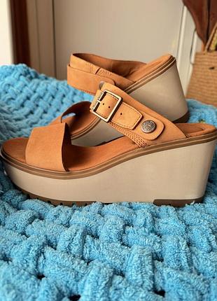 Timberland шлепки шлепанцы нубук рыжие