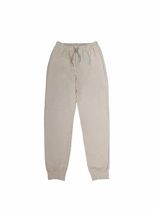 Детские теплые спортивные штаны для девочки green cotton 128 см кремовые (251112122)