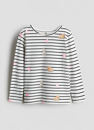 Детский лонгслив для девочки h&m 92 см белый (25111707a)