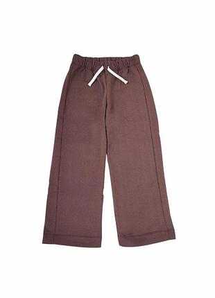 Детские теплые широкие спортивные штаны для девочки green cotton 116 см коричневые (251112121)