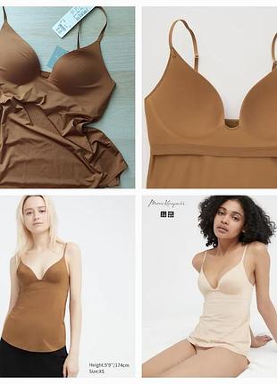 Uniqlo братоп майка з вбудованим бюстгальтером темно-коричнева