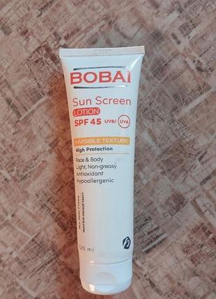 Bobai солнцезащитный лосьон для лица и тела spf 45, 120 мл
защитите кожу от uvb и uva с помощью солнцезащитного лосьона bobai.