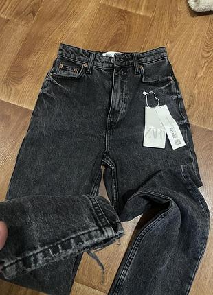 Джинси мом  прямі класичні базові  чорні варені zara 32 xs поточна колекція