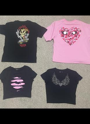 Стильные фирменные подростковые футболки vans play garcons cropp fb sisters 12-14 л
