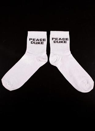 Белые высокие носки однотонные из хлопка с надписью without2 фото