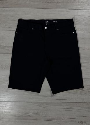 Новые черные мужские джинсовые шорты хм h&amp;m slim fit, xl, оиргинал