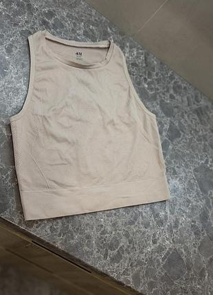 H&m бежевий спортивний топ подовжений розмір 44 м