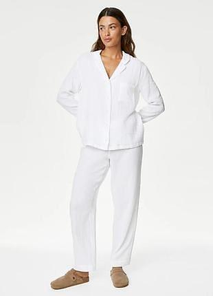 Жіночий білий костюм піжама з мусліну h&m