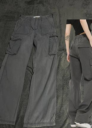Штаны карго bershka серые m