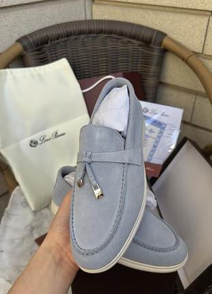 Люкс якість | лофери блакитні loro piana | в наявності 37, 38, 39
