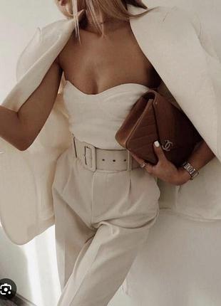 Брюки штани молочні з поясом zara